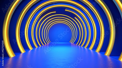 Wallpaper Mural Abstract blue and yellow circular tunnel. Torontodigital.ca