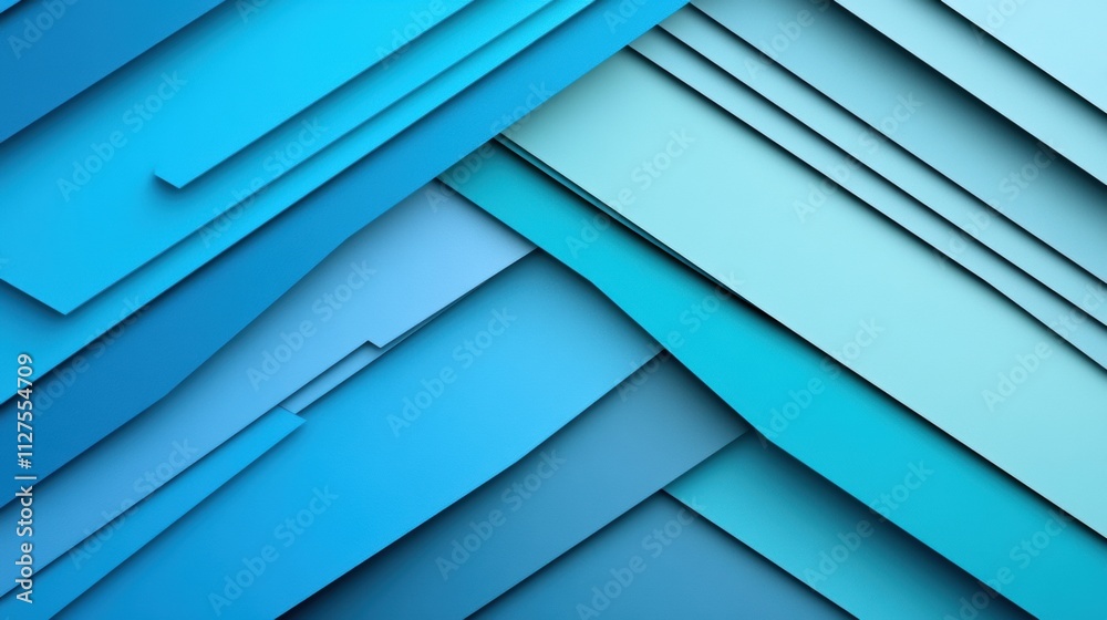 Fototapeta premium Blue layered abstract background with overlapping geometric shapes creating depth, AI