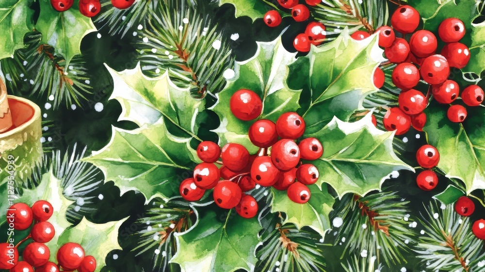 Obraz premium christmas tree with red berries