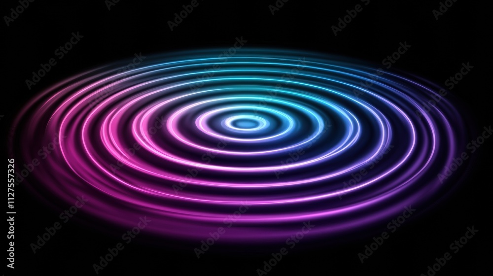 Colorful concentric circles ripple outward against a dark background, creating a mesmerizing visual effect, AI Colorful concentric circles ripple outward against a dark background, creating a mesmerizing visual effect, AI