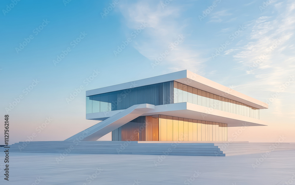 Fototapeta premium Minimalist modern architecture and spatial structure