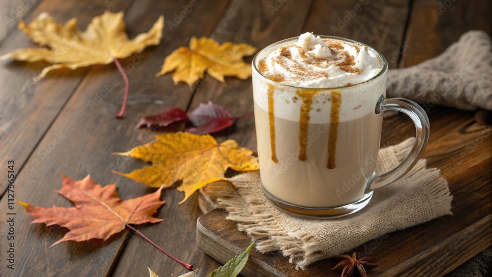 Canadian Maple Latte with Frothy Milk and Maple Syrup Drizzle Canadian Maple Latte with Frothy Milk and Maple Syrup Drizzle
