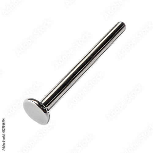 Polished Metal Rod on White Background for Industrial Use