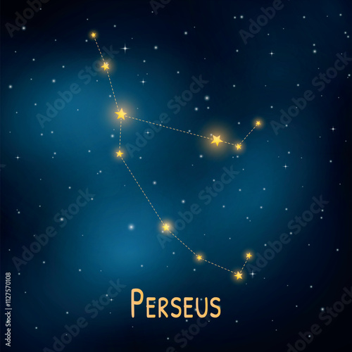 Perseus constellation: starry night sky with cosmic design.