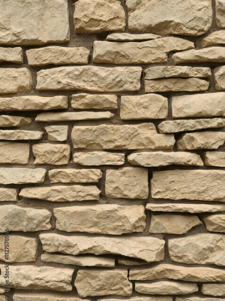 Fototapeta premium Natural rustic stacked stone wall texture background with rough surface and varying shades of grey and brown, stacked, texture