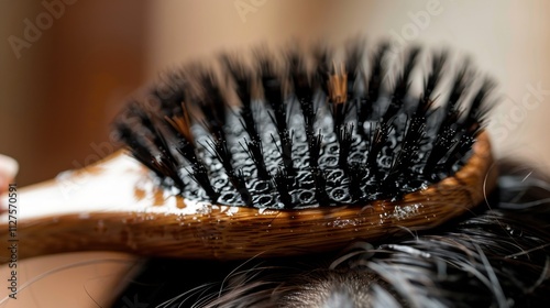 Hair Brushing: Brushing detangles hair, supporting a healthy scalp and a neat, smooth look, making it an essential part of daily hair care and grooming.
 photo