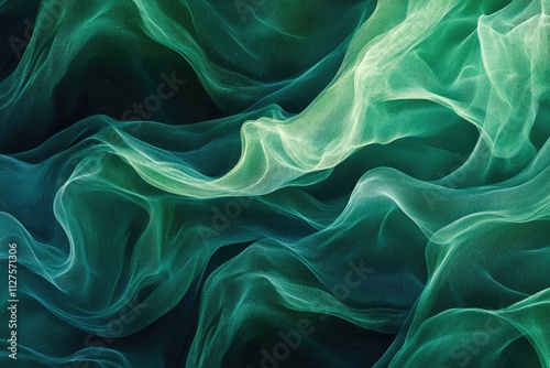 Elegant Green Wave. An Abstract Background with Soft Curves and Luminous Hues for Business Presentations