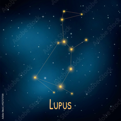 Lupus constellation in starry night sky.