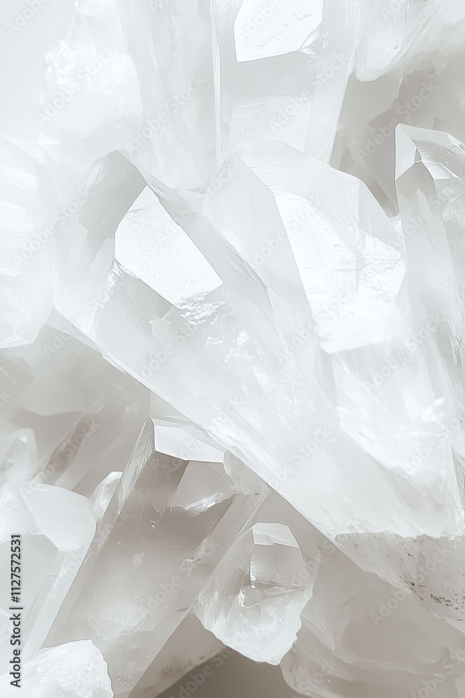 Delicate Large Quartz Crystals on a White Clean Background Delicate Large Quartz Crystals on a White Clean Background