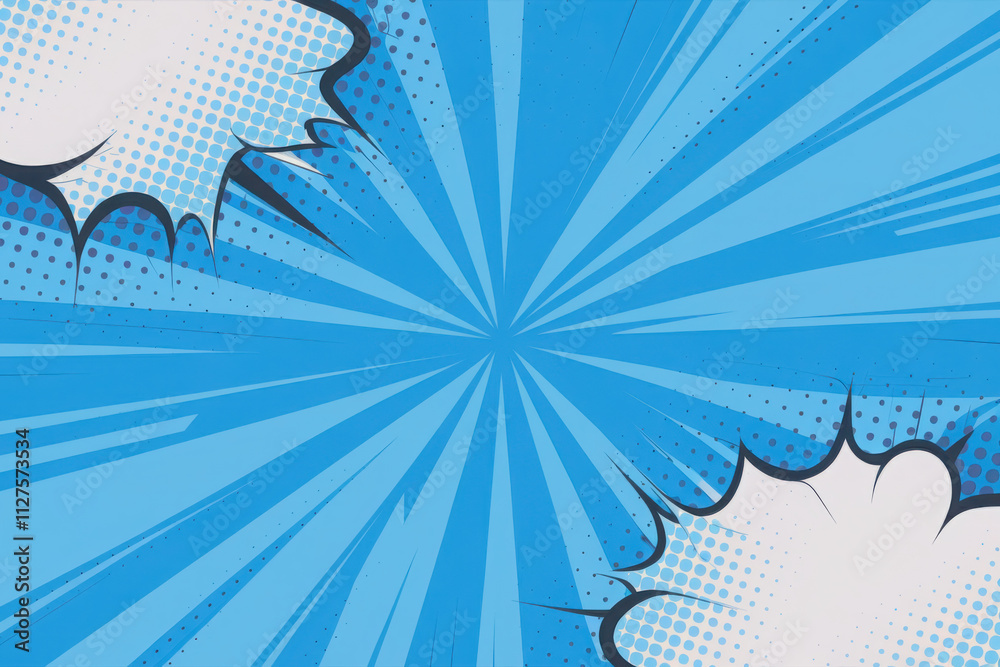 Obraz premium Pop art halftone background. Comic starburst pattern