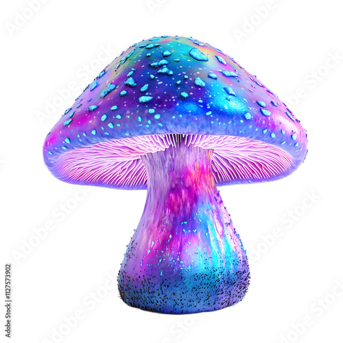 Vibrant Colorful Mushroom with Textured Cap and Shiny Surface