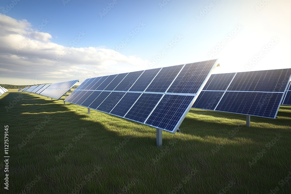 solar panels aligned in neat row in sunlit rural field showcasing renewable energy solar panels aligned in neat row in sunlit rural field showcasing renewable energy