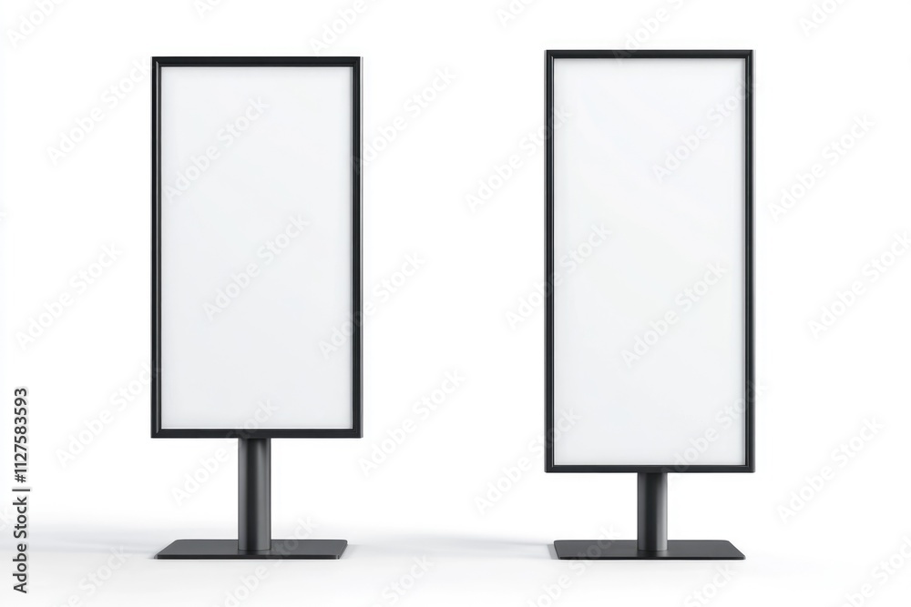 Metal Vertical Sign Stand for Posters and Advertisements in Lobby or Street Settings - Blank and Ready for Customization