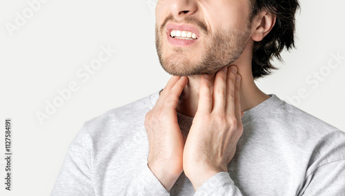 Obraz na plátně Inflammation in tonsils and glands, cropped, panorama
