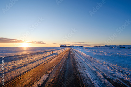 Icy road in Iceland in winter