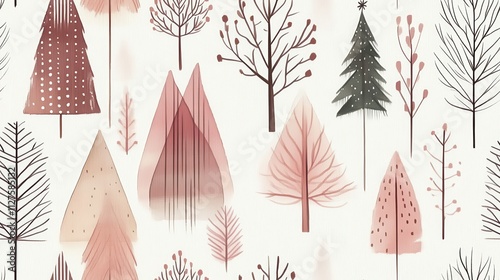 Abstract background, forest watercolor, geometric pattern, seamless patterns.