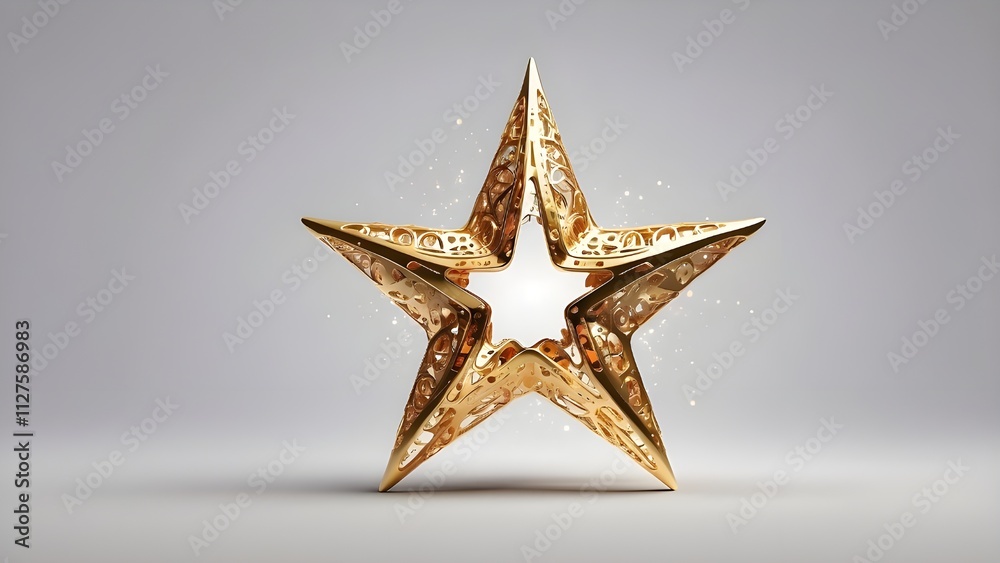 PNG image of a golden five-pointed star on a clear background. Artificial Intelligence PNG image of a golden five-pointed star on a clear background. Artificial Intelligence