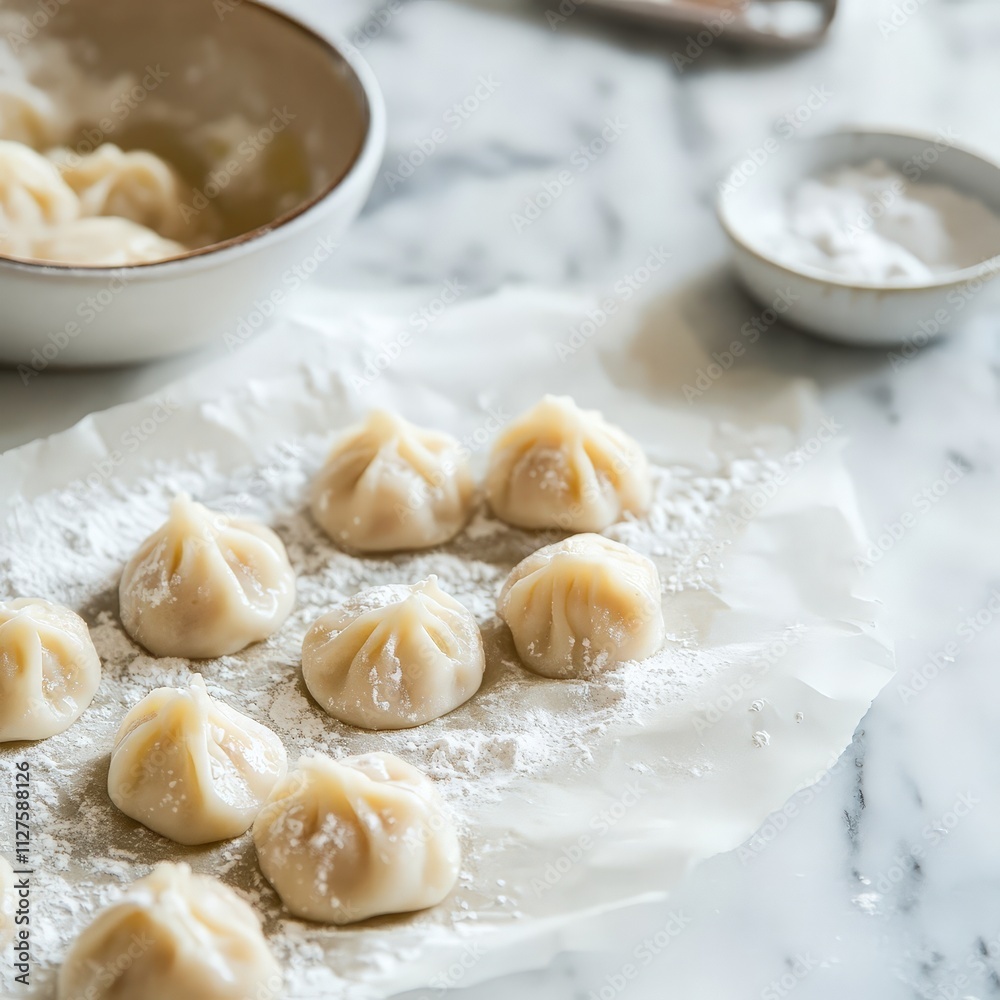 Raw Dumplings Ready for Cooking Raw Dumplings Ready for Cooking