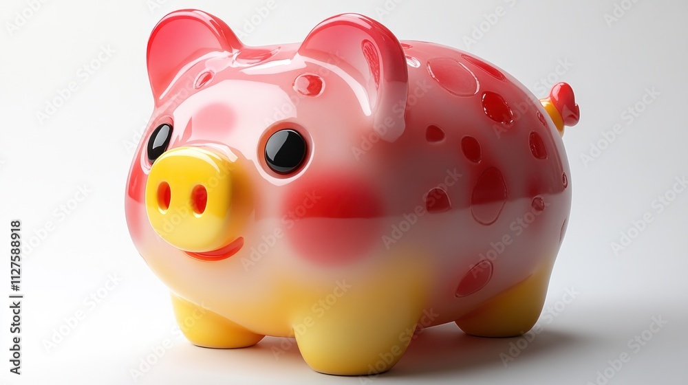 Cute cartoon piggy bank, pink and yellow, isolated on white background. Cute cartoon piggy bank, pink and yellow, isolated on white background.
