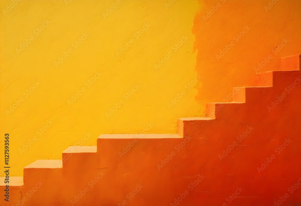 Fototapeta premium Orange wall with steps going up it 