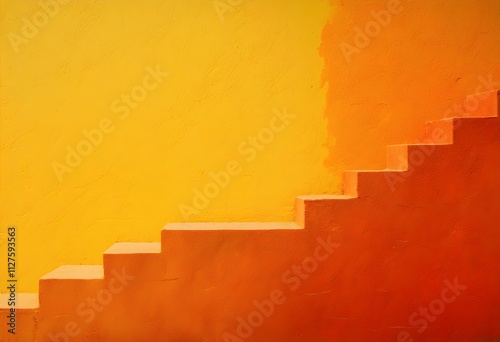 Orange wall with steps going up it 