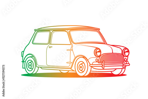 Racing retro car. Original vector illustration in vintage style.