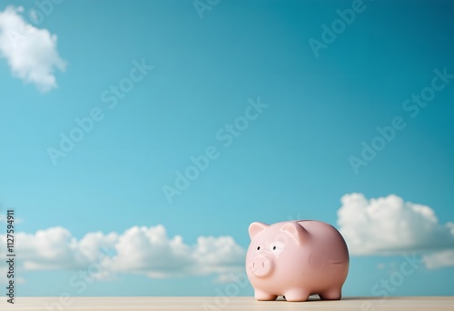 piggy bank with blue sky