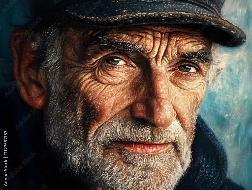 Realistic portrait of an experienced old sailor Realistic portrait of an experienced old sailor