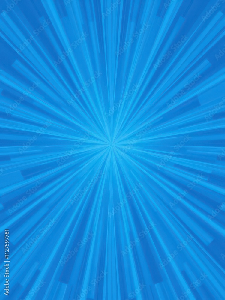 Abstract blue background with a starburst design resembling rays of light radiating outwards from a central point, point