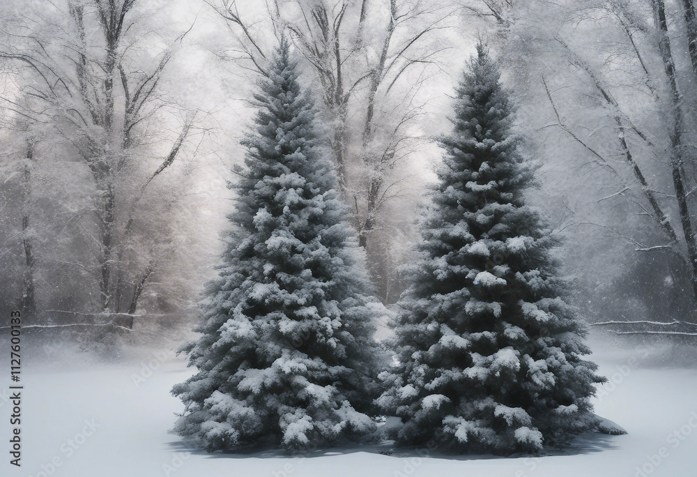 Obraz premium Collection of christmas Trees with Snow isolated on transparent or white background