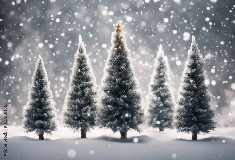 Christmas Trees with Snow isolated on transparent or white background Christmas Trees with Snow isolated on transparent or white background
