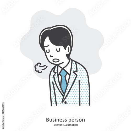 ため息をつき落ち込む男性会社員