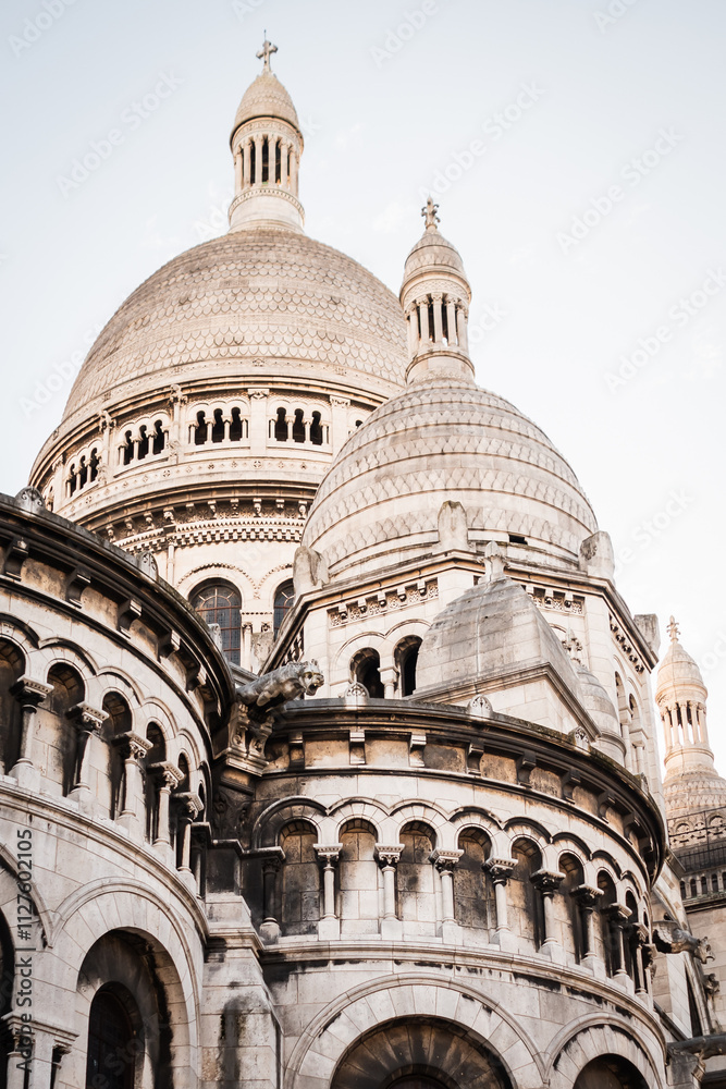The Sacred Heart in autumn in Montmartre in Paris - close up