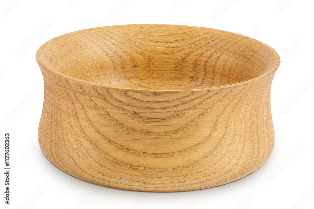 Kitchen utensils: empty wooden bowl, isolated on white background Kitchen utensils: empty wooden bowl, isolated on white background
