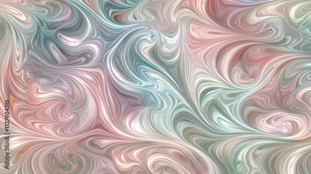 Obraz premium Pastel pink, green, and white swirls intertwining create a mesmerizing marble effect, forming an abstract background suitable for various design projects