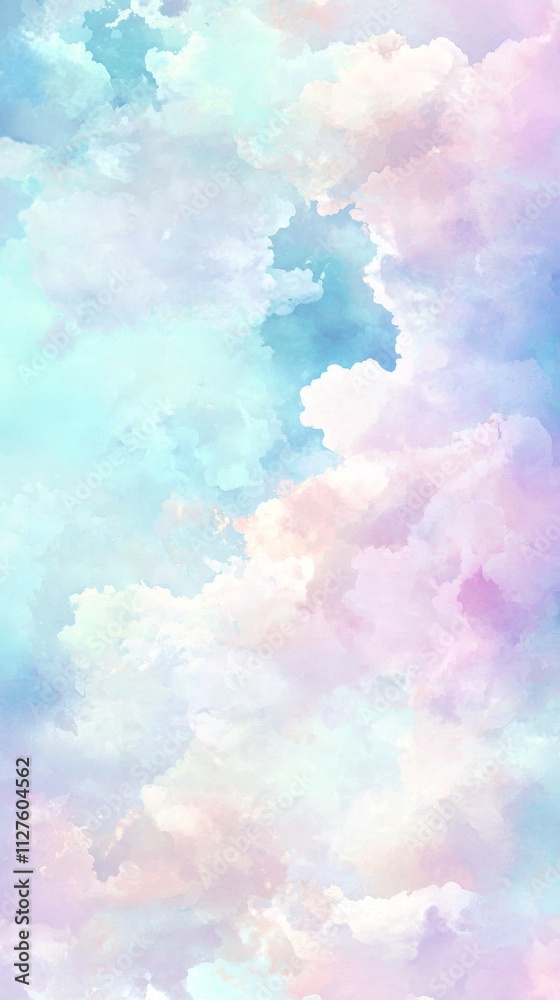 Soft pastel colors blending seamlessly create a dreamy, ethereal cloudscape, offering a gentle touch of beauty ideal for backgrounds in various creative projects