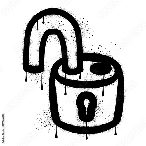 Graffiti padlock with black spray paint