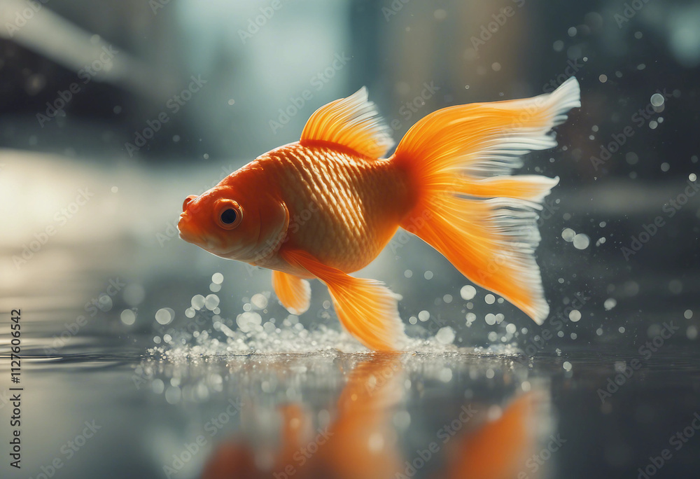 Goldfish jumping improvement and career concept Goldfish jumping improvement and career concept