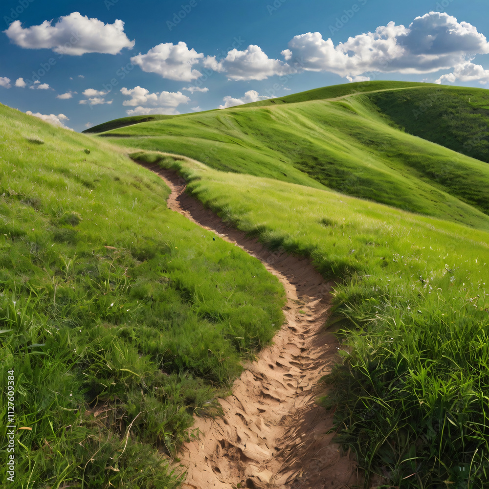 Scenic view of rolling hills under cloudy sky Scenic view of rolling hills under cloudy sky