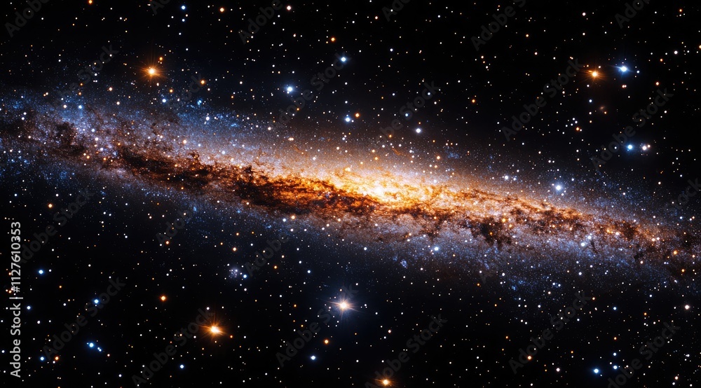 Obraz premium A vibrant, detailed image of a spiral galaxy, showcasing its swirling arms, bright core, and countless stars against the dark backdrop of space.