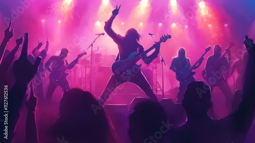 Here's a 10-word (or less) description: Energetic rock band performing