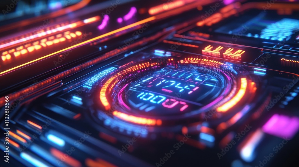 Futuristic Digital Interface with Neon Lights Futuristic Digital Interface with Neon Lights