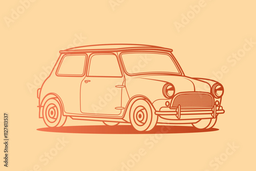 Racing retro car. Original vector illustration in vintage style.