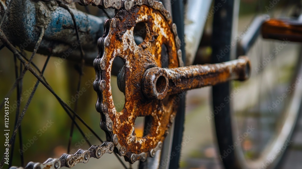 Rusty Bicycle Chain and Crankset Rusty Bicycle Chain and Crankset