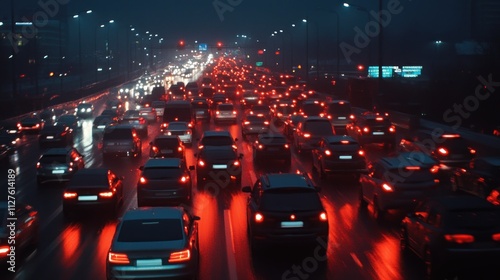 Traffic Jam at Night photo