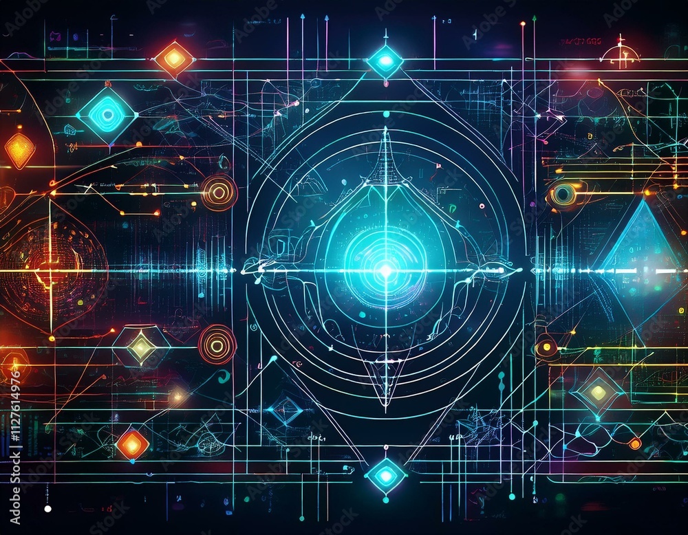 Obraz premium Digital mathematical formulas background