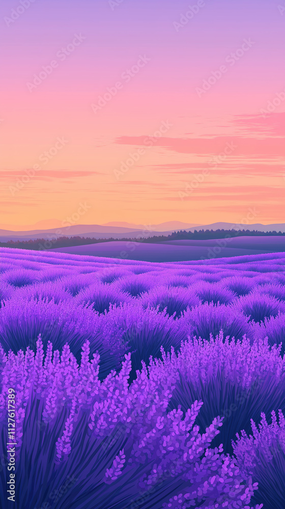 Obraz premium Minimal Lavender Landscape with Vibrant Gradient Texture for Aesthetic Spa Wall Art