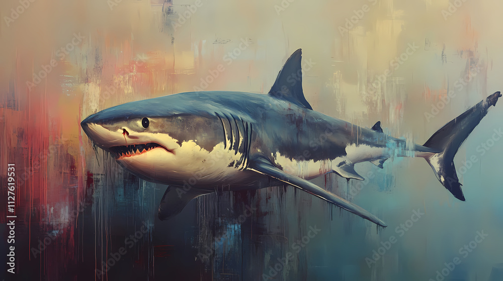 Surreal painting of a shark. Mystify. Illustration Surreal painting of a shark. Mystify. Illustration