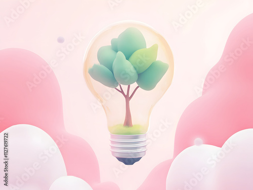sustainability: A lightbulb with a tree growing inside