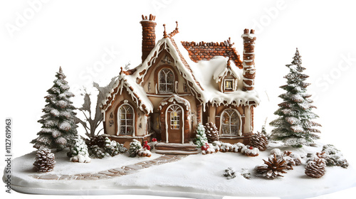 Christmas gingerbread house,,isolated on transparent background 